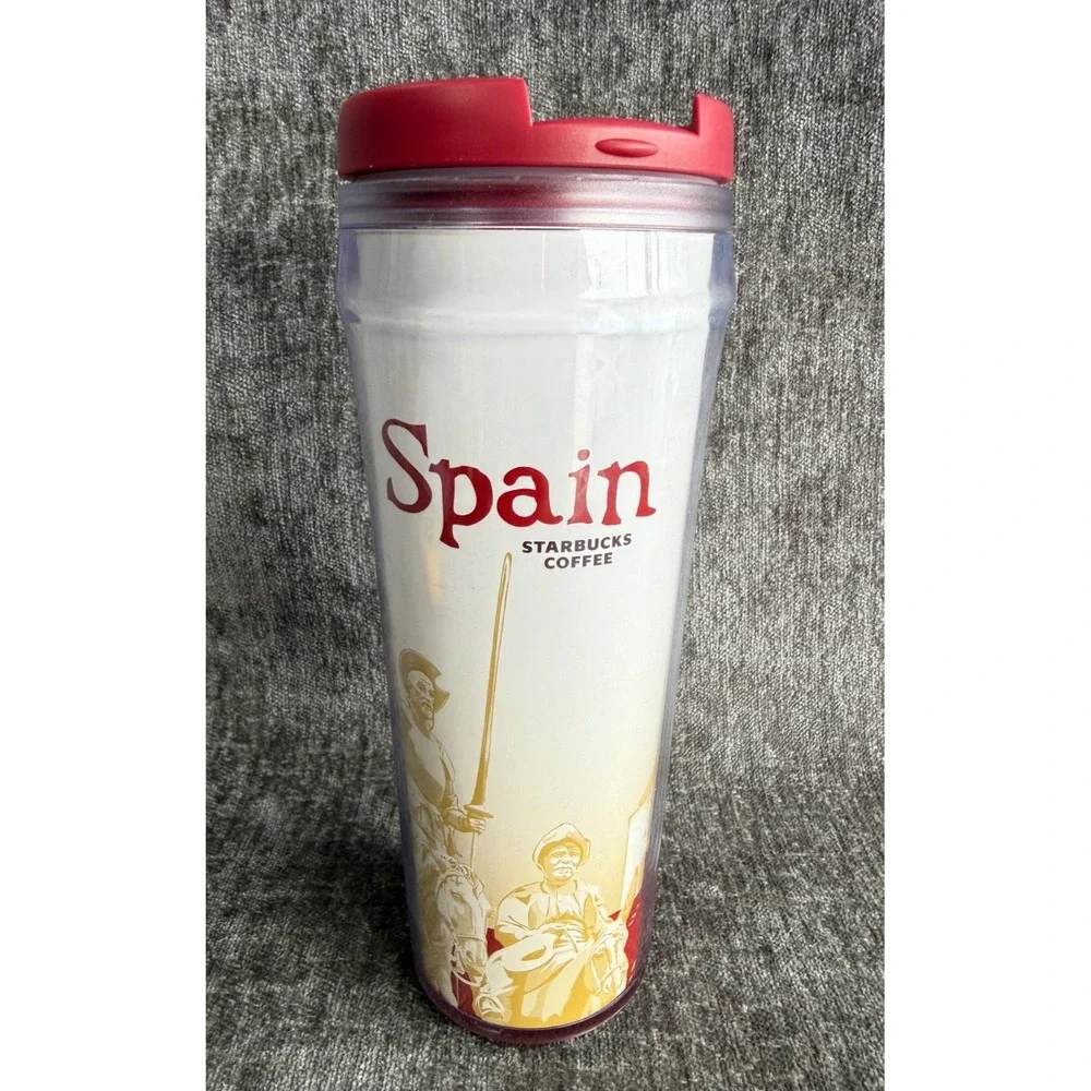 Starbucks Spain Espana Collector Series Clear Plastic Travel Tumbler 16 oz